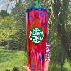 Starbucks 2022 Summer Red Orange Blue Floral Cold Cup Tumbler